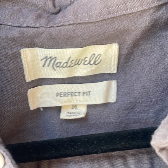 Madewell Crinkle Cotton Perfect Short Sleeve Button Up Shirt - Picture 4 of 5